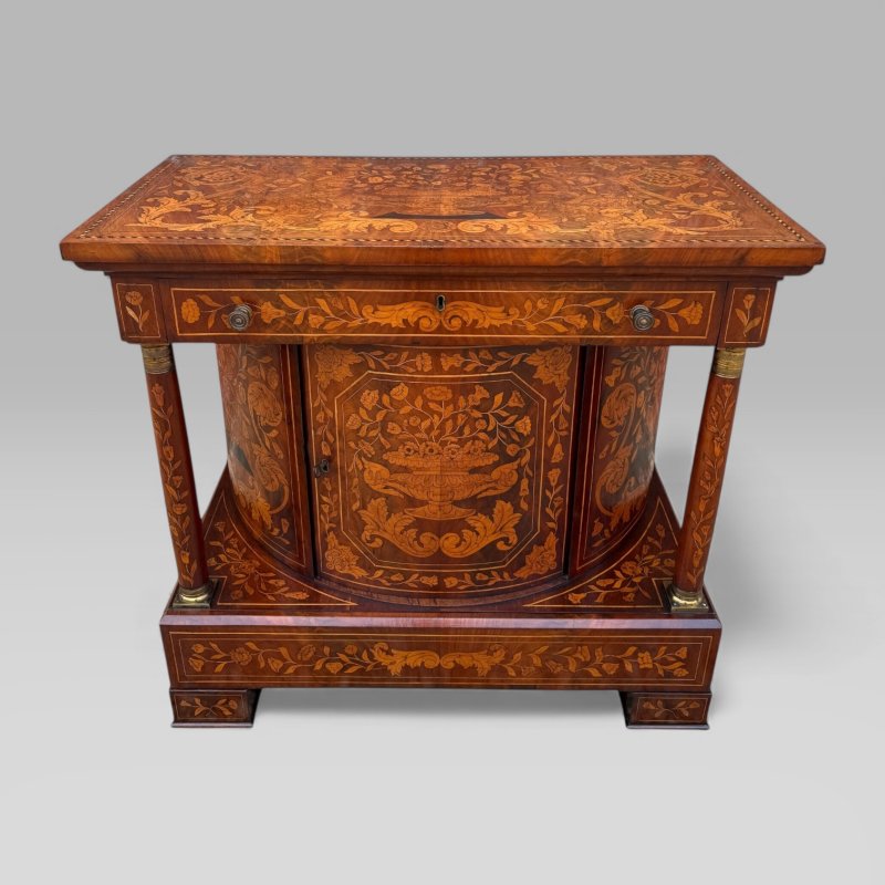 Antique 18th Century Dutch Marquetry Mahogany Console Wall Table Cabinet